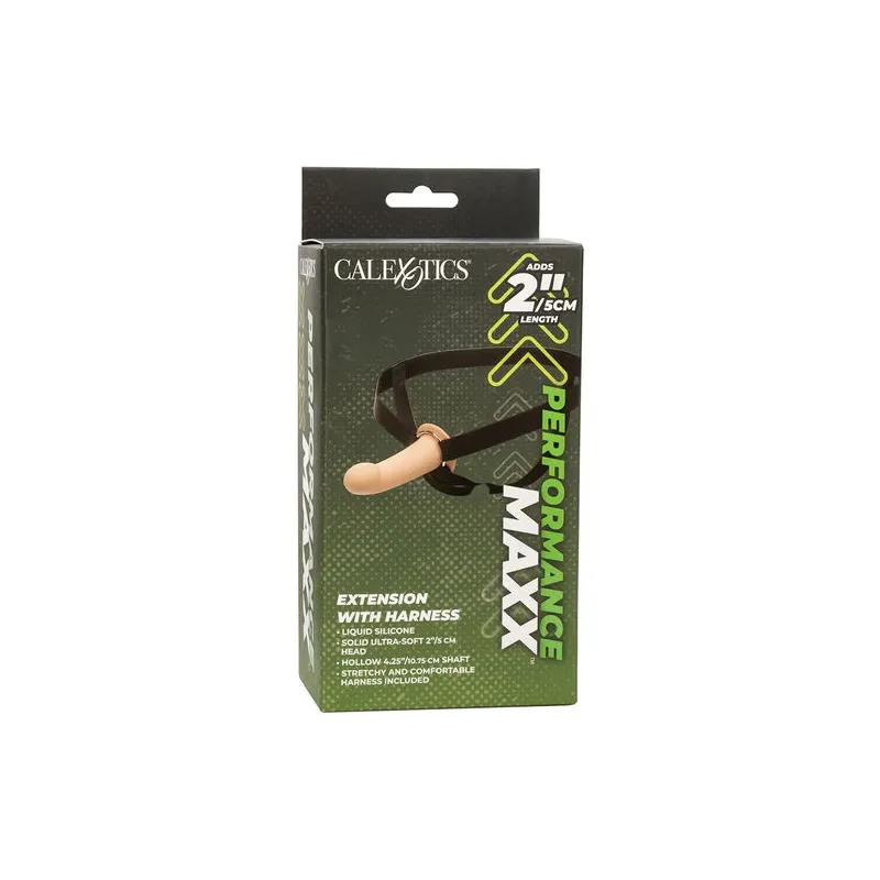 CalExotics 5cm silicone penis extension with flesh-color harness – intimate wear for added length and comfort