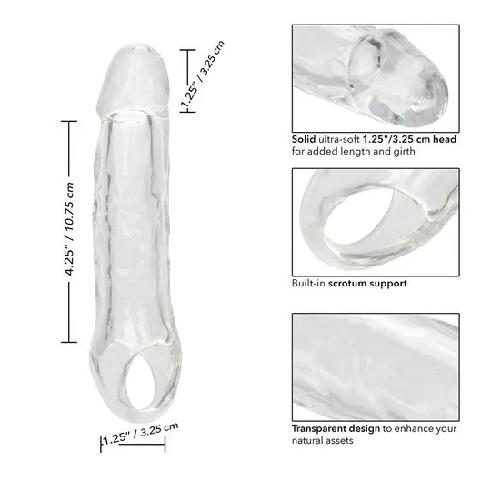 CalExotics Performance Maxx Clear 5.5 transparente Penisverlängerung, Übersichtsbild, verlängert und verdickt diskret.