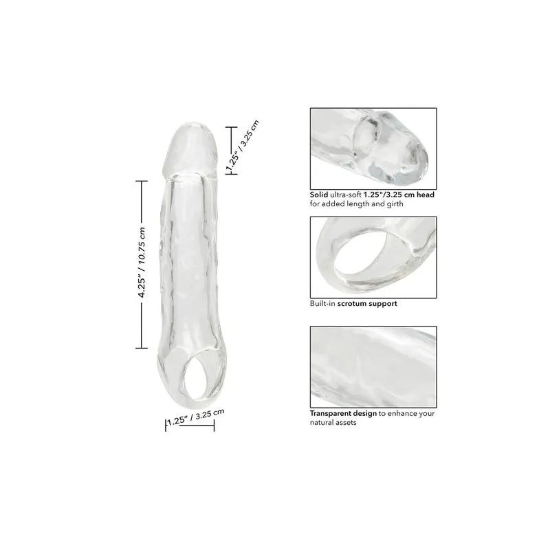 CalExotics Performance Maxx Clear 5.5 transparente Penisverlängerung, Übersichtsbild, verlängert und verdickt diskret.
