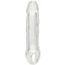 Transparenter Penisverlängerer CalExotics Performance Maxx Clear 6,5 Zoll aus weichem Silikon mit realistischem Kopf und Hodenri