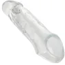Transparenter Penisverlängerer CalExotics Performance Maxx Clear 6,5 Zoll aus weichem Silikon mit realistischem Kopf und Hodenri
