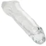 Transparenter Penisverlängerer CalExotics Performance Maxx Clear 6,5 Zoll aus weichem Silikon mit realistischem Kopf und Hodenri