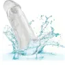 Transparenter Penisverlängerer CalExotics Performance Maxx Clear 6,5 Zoll aus weichem Silikon mit realistischem Kopf und Hodenri
