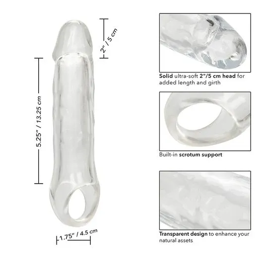 CalExotics Performance Maxx Clear durchsichtige Penisextension, hohl mit ultraweichem Kopf 5 cm.