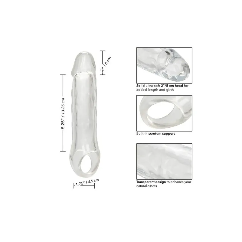 CalExotics Performance Maxx Clear durchsichtige Penisextension, hohl mit ultraweichem Kopf 5 cm.
