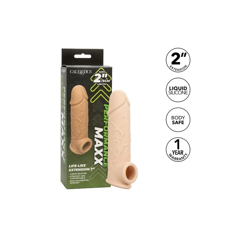 Penishülle CALEXOTICS Performance Maxx Life-Like 7 aus Silikon in hautfarben mit Hodenring