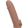 Penisextension CalExotics Performance Maxx Life-Like 7 in Hautfarben-Braun, realistische Hülle mit Hodengurt, 5 cm zusätzliche L