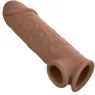 Penisextension CalExotics Performance Maxx Life-Like 7 in Hautfarben-Braun, realistische Hülle mit Hodengurt, 5 cm zusätzliche L