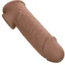 Penisextension CalExotics Performance Maxx Life-Like 7 in Hautfarben-Braun, realistische Hülle mit Hodengurt, 5 cm zusätzliche L