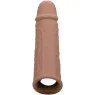 Penisextension CalExotics Performance Maxx Life-Like 7 in Hautfarben-Braun, realistische Hülle mit Hodengurt, 5 cm zusätzliche L
