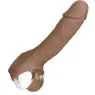 Penisextension CalExotics Performance Maxx Life-Like 7 in Hautfarben-Braun, realistische Hülle mit Hodengurt, 5 cm zusätzliche L