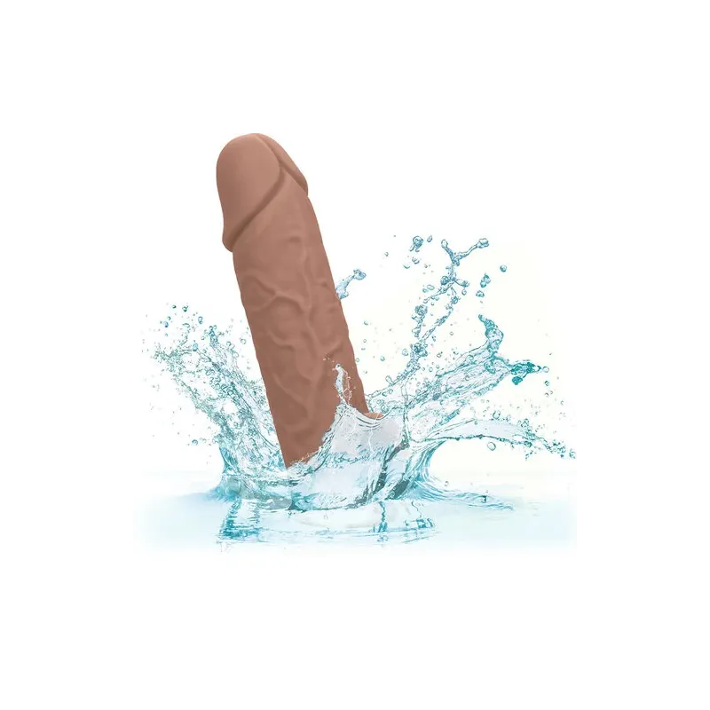 Penisextension CalExotics Performance Maxx Life-Like 7 in Hautfarben-Braun, realistische Hülle mit Hodengurt, 5 cm zusätzliche L