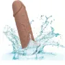 Penisextension CalExotics Performance Maxx Life-Like 7 in Hautfarben-Braun, realistische Hülle mit Hodengurt, 5 cm zusätzliche L
