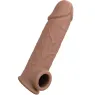 Penisextension CalExotics Performance Maxx Life-Like 7 in Hautfarben-Braun, realistische Hülle mit Hodengurt, 5 cm zusätzliche L