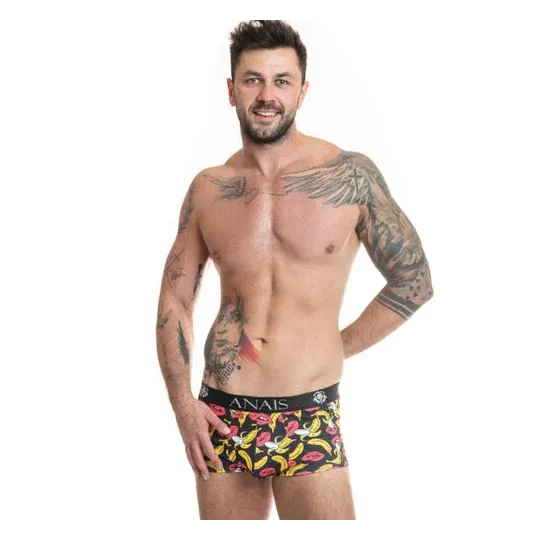 Boxer banana homme imprimé fruit ANAIS MEN en lycra doux, couleur jaune banane, coupe sportive
