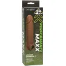 Extension pénienne réaliste CalExotics peau marron, ajout 5 cm avec sangle scrotale intégrée, silicone liquide ultra-doux.