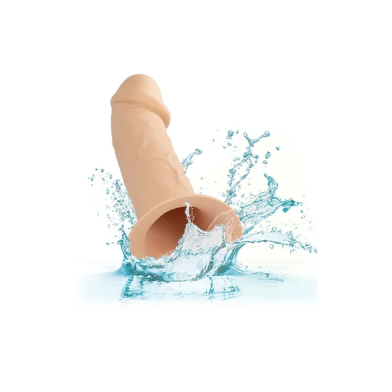 Extension pénienne réaliste CalExotics Performance Maxx avec harnais peau claire, silicone liquide ajoute 5cm.