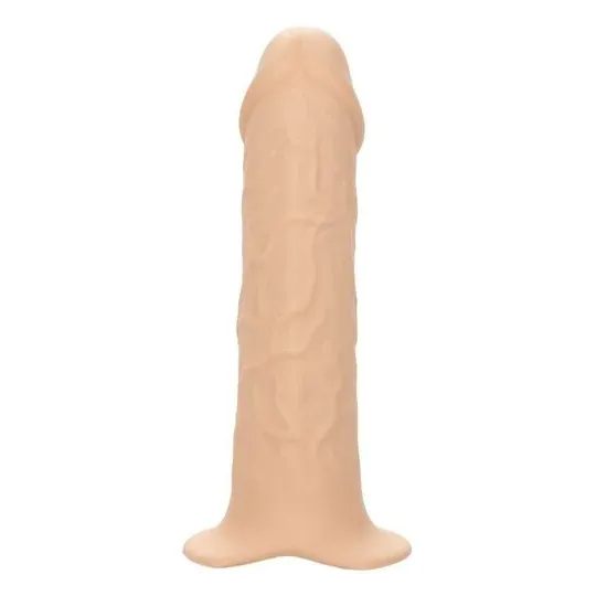 Extension pénienne réaliste CalExotics Performance Maxx avec harnais peau claire, silicone liquide ajoute 5cm.