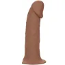 Estensione realistica Performance Maxx CalExotics marrone con imbracatura in pelle e anello metallico.