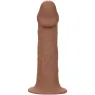 Estensione realistica Performance Maxx CalExotics marrone con imbracatura in pelle e anello metallico.