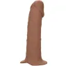 Estensione realistica Performance Maxx CalExotics marrone con imbracatura in pelle e anello metallico.