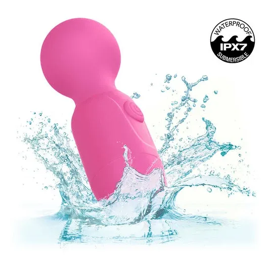 Massaggiatore ricaricabile Calexotics rosa, 10 vibrazioni, silicone morbido, design ergonomico per benessere sensoriale.