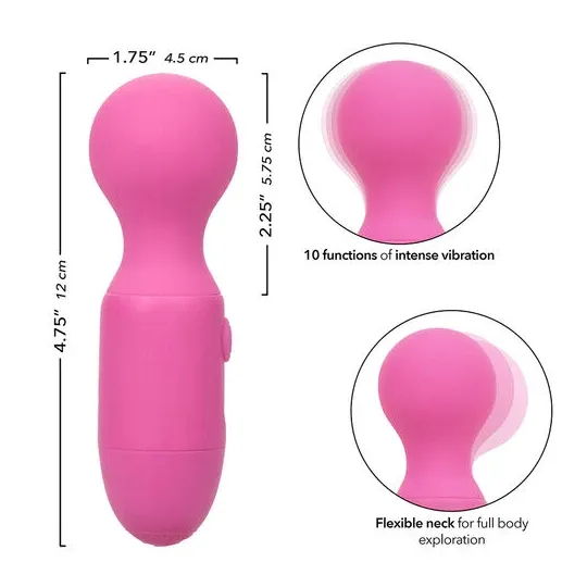 Masseur rechargeable Calexotics rose, 10 vibrations, en silicone souple, design ergonomique pour bien-être sensoriel.