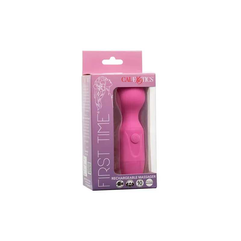Masseur rechargeable Calexotics rose, 10 vibrations, en silicone souple, design ergonomique pour bien-être sensoriel.
