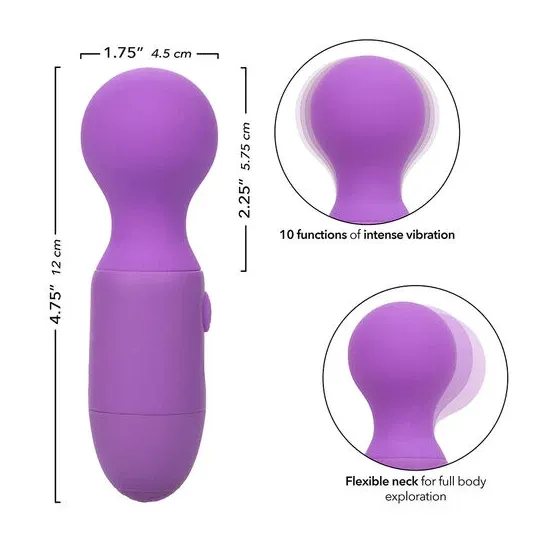 Massageur rechargeable violet CALEXOTICS à cou flexible et 10 modes de vibration pour bien-être.