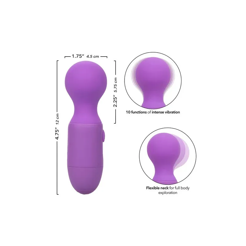 Massageur rechargeable violet CALEXOTICS à cou flexible et 10 modes de vibration pour bien-être.