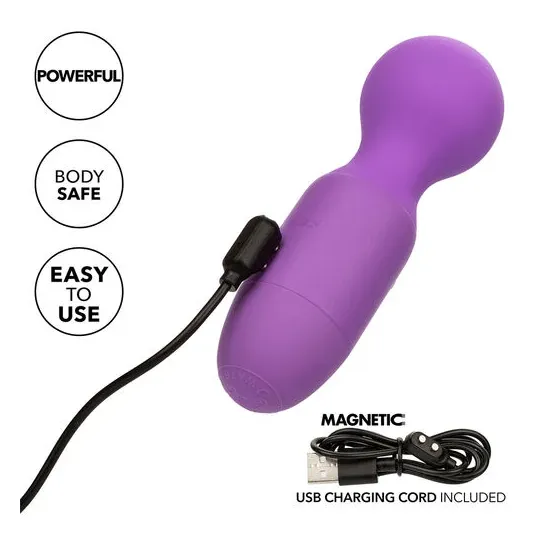 Massageur rechargeable violet CALEXOTICS à cou flexible et 10 modes de vibration pour bien-être.