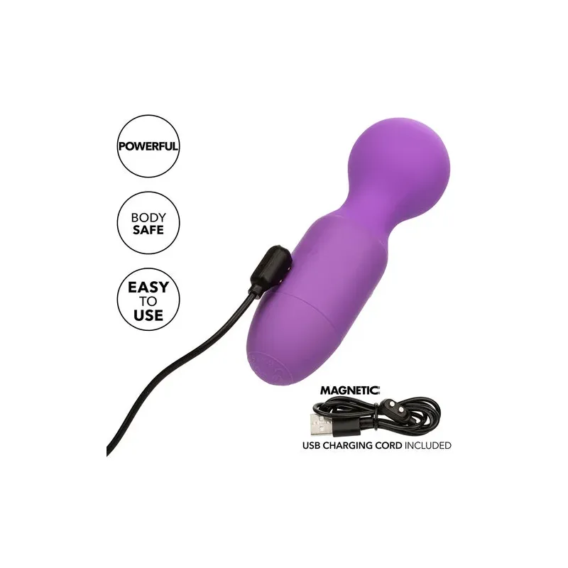 Massageur rechargeable violet CALEXOTICS à cou flexible et 10 modes de vibration pour bien-être.