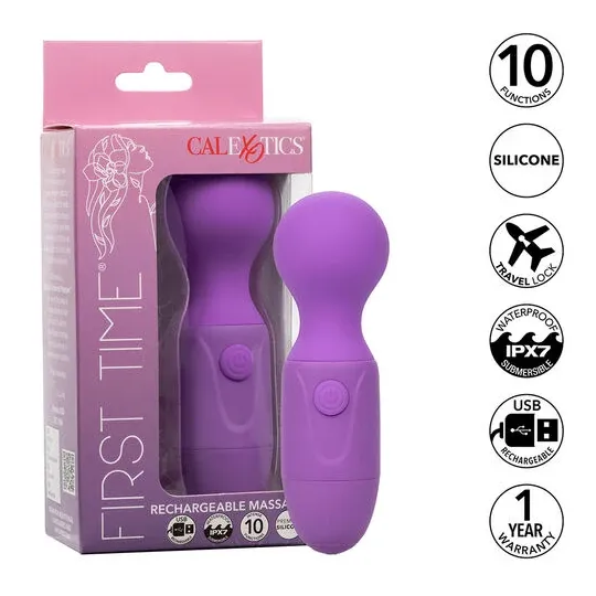Massageur rechargeable violet CALEXOTICS à cou flexible et 10 modes de vibration pour bien-être.