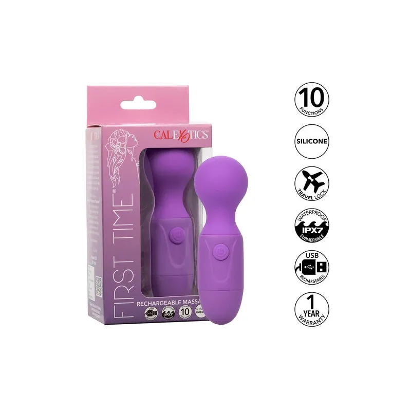 Massageur rechargeable violet CALEXOTICS à cou flexible et 10 modes de vibration pour bien-être.