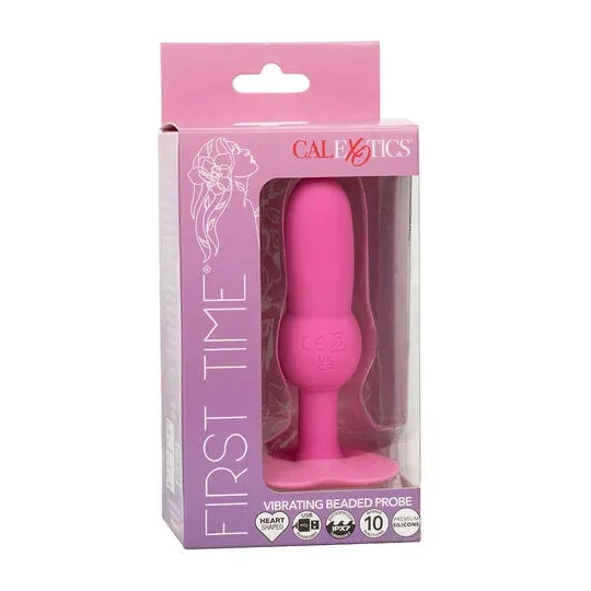 Vibrierender Perlen-Analplug von CALEXOTICS First Time in Rosa, 10 Vibrationen, Silikon, wasserdicht.