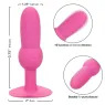 CALEXOTICS First Time pink beaded vibrating anal plug, 10 vibrational modes, silicone, waterproof.