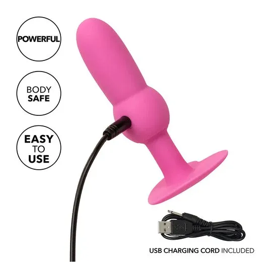 Sonde anale plug perlée vibrante rose CALEXOTICS First Time 10 vibrations silicone étanche.