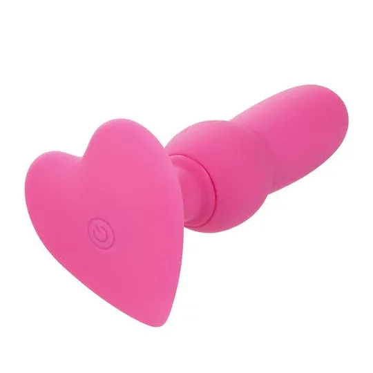 Plug anale vibrante perlinato CALEXOTICS First Time rosa, 10 vibrazioni, silicone, impermeabile.
