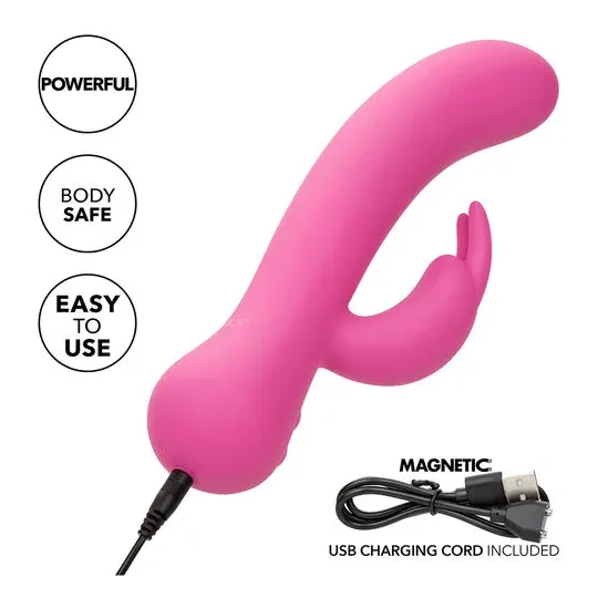 Vibrateur lapin rechargeable Calexotics en silicone rose avec double stimulation et moteurs indépendants