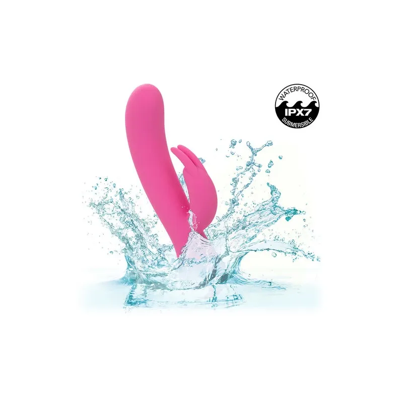 Vibrateur lapin rechargeable Calexotics en silicone rose avec double stimulation et moteurs indépendants