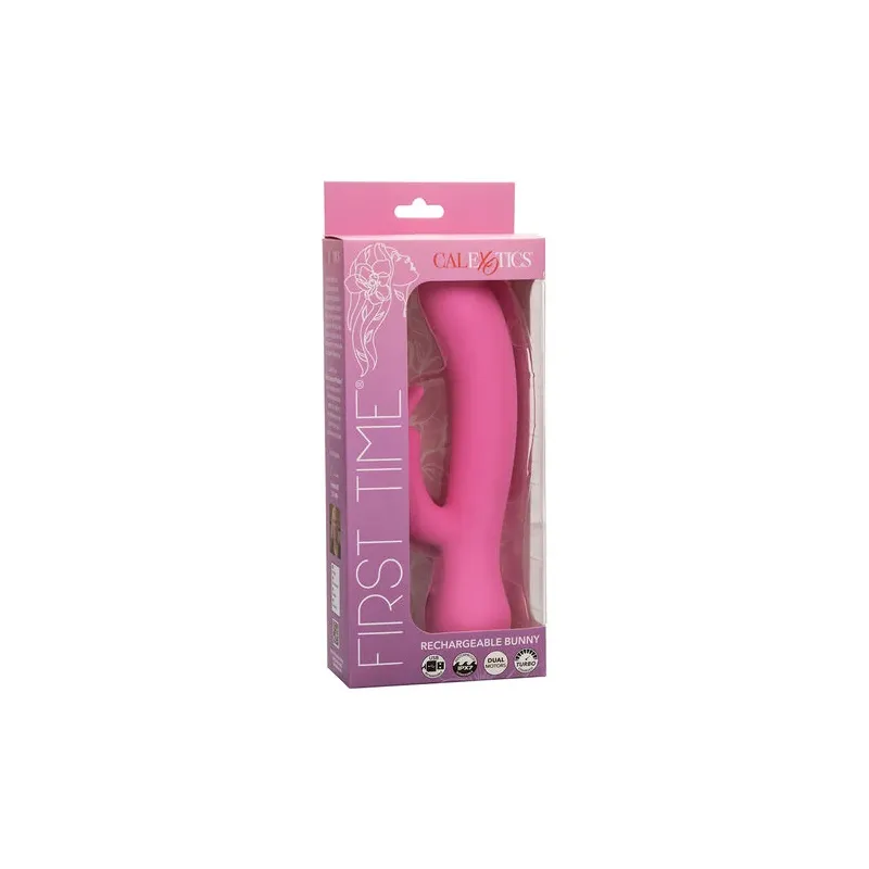 Vibrateur lapin rechargeable Calexotics en silicone rose avec double stimulation et moteurs indépendants