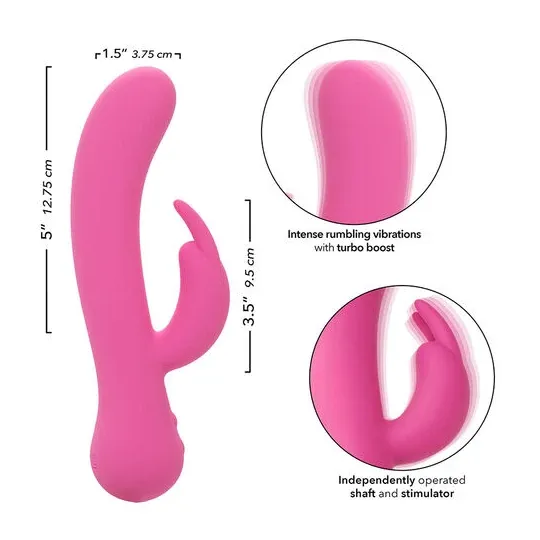 Vibrateur lapin rechargeable Calexotics en silicone rose avec double stimulation et moteurs indépendants