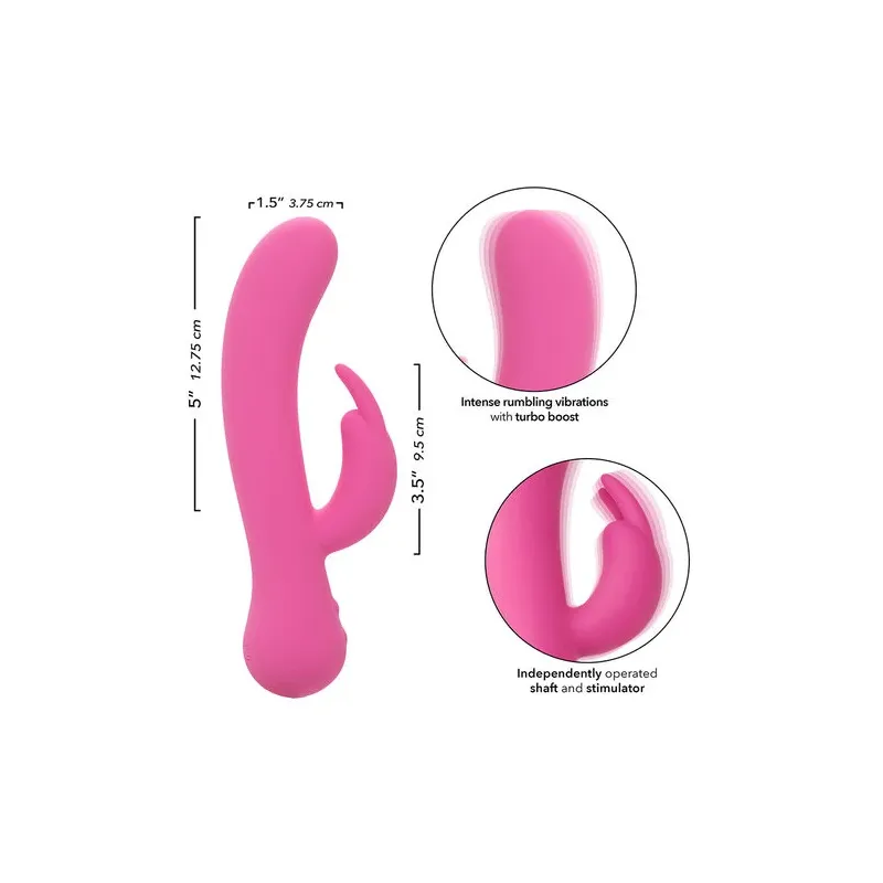 Vibrateur lapin rechargeable Calexotics en silicone rose avec double stimulation et moteurs indépendants