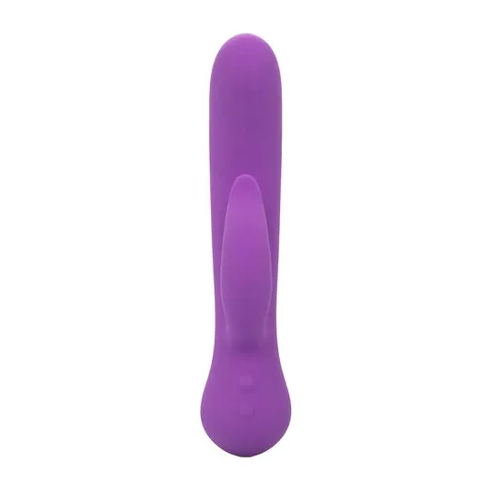 Vibrateur double stimulation rechargeable Calexotics violet avec tige incurvée et stimulateur clitoridien indépendant
