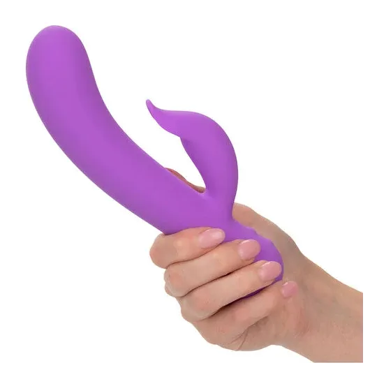 Vibrateur double stimulation rechargeable Calexotics violet avec tige incurvée et stimulateur clitoridien indépendant