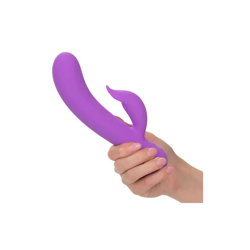 Vibrateur double stimulation rechargeable Calexotics violet avec tige incurvée et stimulateur clitoridien indépendant