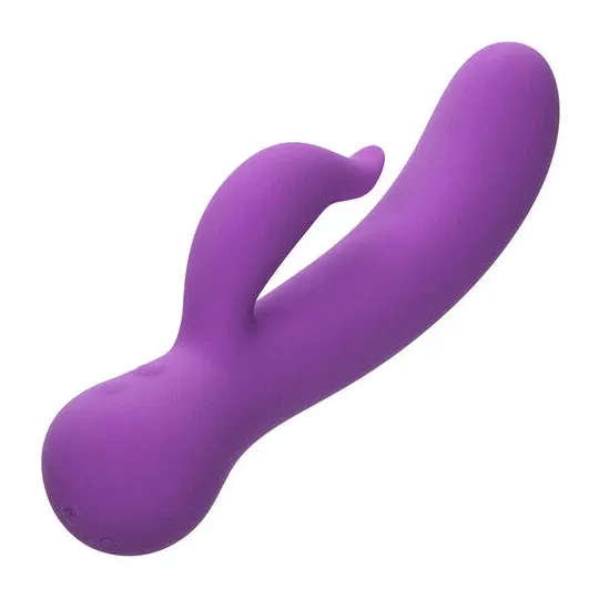 Vibrateur double stimulation rechargeable Calexotics violet avec tige incurvée et stimulateur clitoridien indépendant