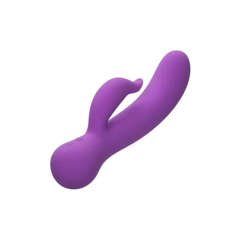 Vibrateur double stimulation rechargeable Calexotics violet avec tige incurvée et stimulateur clitoridien indépendant