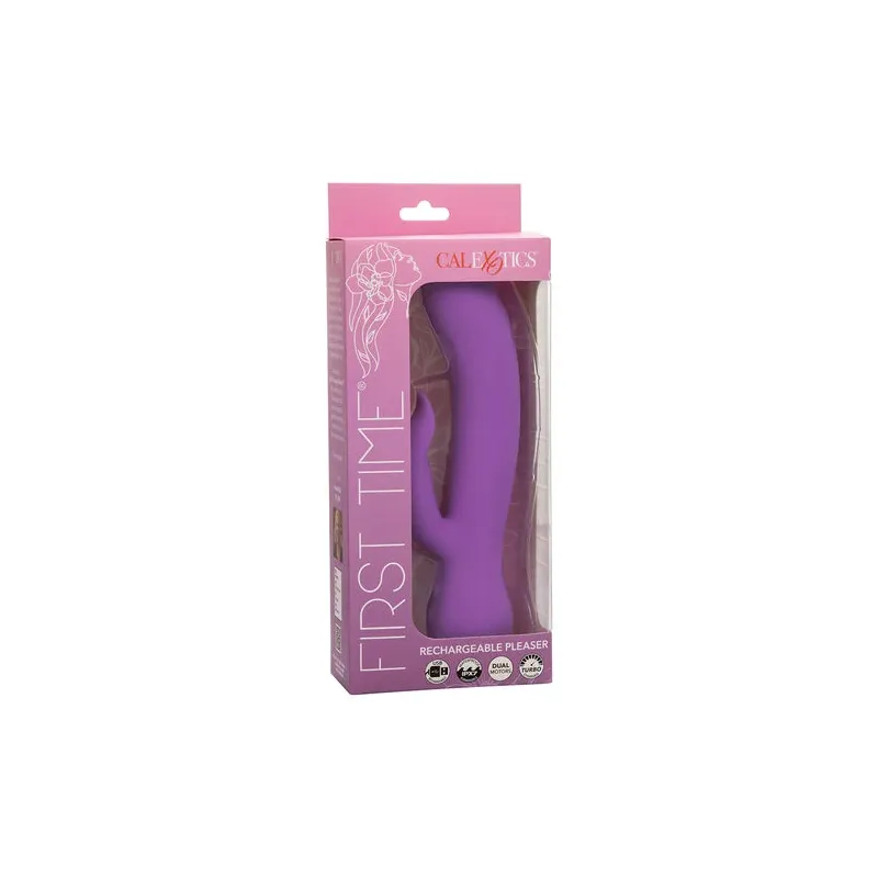 Vibrateur double stimulation rechargeable Calexotics violet avec tige incurvée et stimulateur clitoridien indépendant