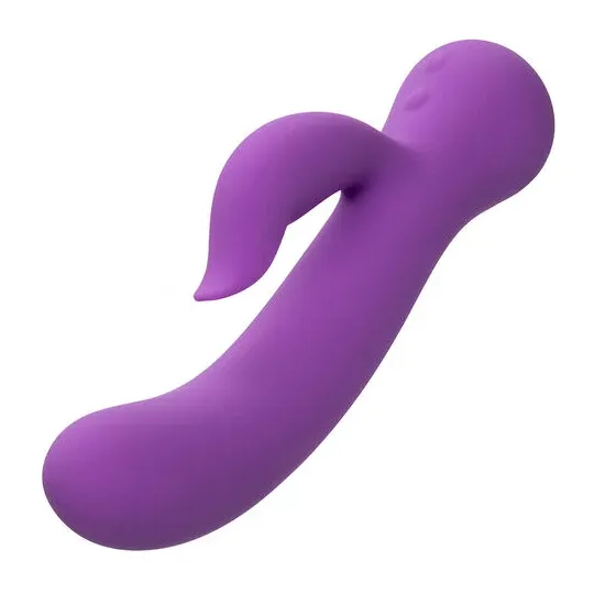 Vibrateur double stimulation rechargeable Calexotics violet avec tige incurvée et stimulateur clitoridien indépendant